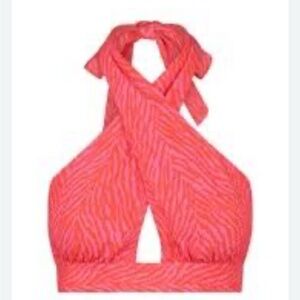 Charlie holiday pink and orange zebra halter wrap top sz 6